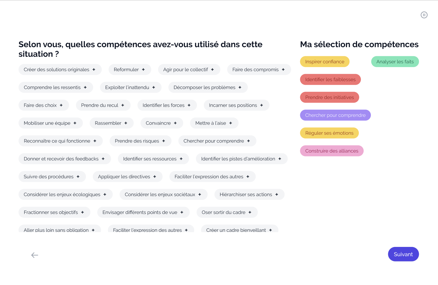 Interface de sélection des compétences - Magneto